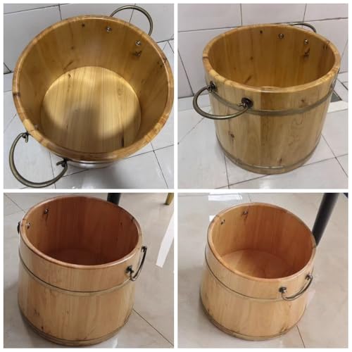 Tina para baño de pies de madera con tapa y asas miniatura 3