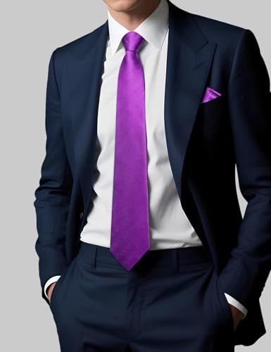 Image of DiBanGu Mens Zipper Ties Silk Adjustable Necktie Pocket Square