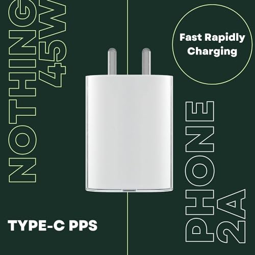 Image of Original 45W Type C Fast Charger Adapter for Nothng-2a Plus / 2A /Phone 2 /CMF 1 /Buds /Ear Stick, Upto 45 W USB C Charging Adaptor, 45watt Charge, White (Noth 45w)
