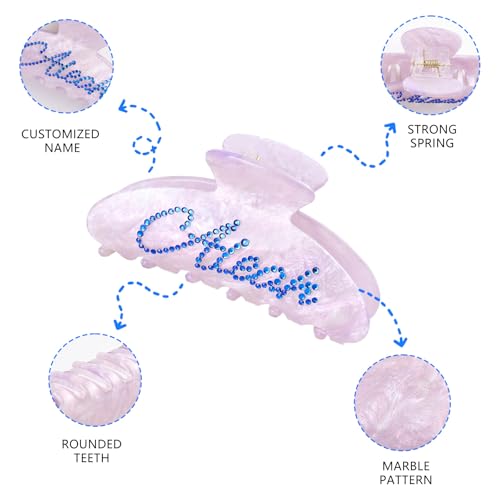Pinzas para el cabello personalizadas con piedras de cristal para mujer, clip de cabello con letra con diamante, grandes pinzas acrílicas para cabello grueso y fino, regalo para maestras, damas de honor, fiestas y bodas miniatura 6
