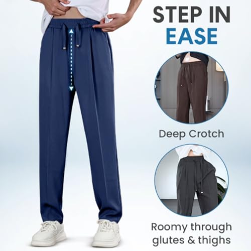 AirFlexion - Pull On Ice Silk Comfort Everyday Pants, Mens Oribloom Air Flexion Pants Lightweight Breathable Loose3