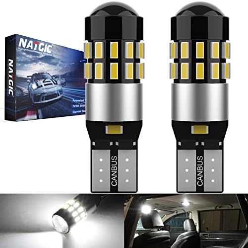 NATGIC T10 W5W 194 168 LED Bulbs CanBus Error Free 30SMD 3014 for Car Interior Light Wedge Light Dome Lights Reading Lights License Plate Lights Position Lights, DC 12-24V 6000K Xenon White (2-Pack)