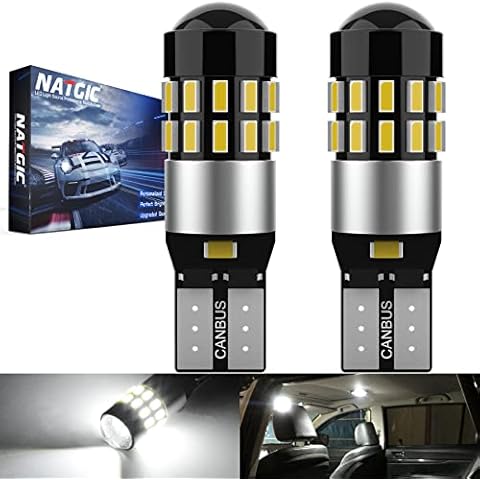 NATGIC T10 W5W 194 168 LED Bulbs CanBus Error Free 30SMD 3014 for Car Interior Light Wedge Light Dome Lights Reading Lights License Plate Lights Position Lights, DC 12-24V 6000K Xenon White (2-Pack) Cover