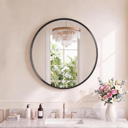 Image of NEWBULIG 24-Inch Round Wall Mirror, Bathroom Wall Circle Mirror