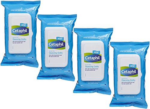 Cetaphil Gentle Skin Cleansing Cloths, 100 Count (4 X 25 Count Packs)