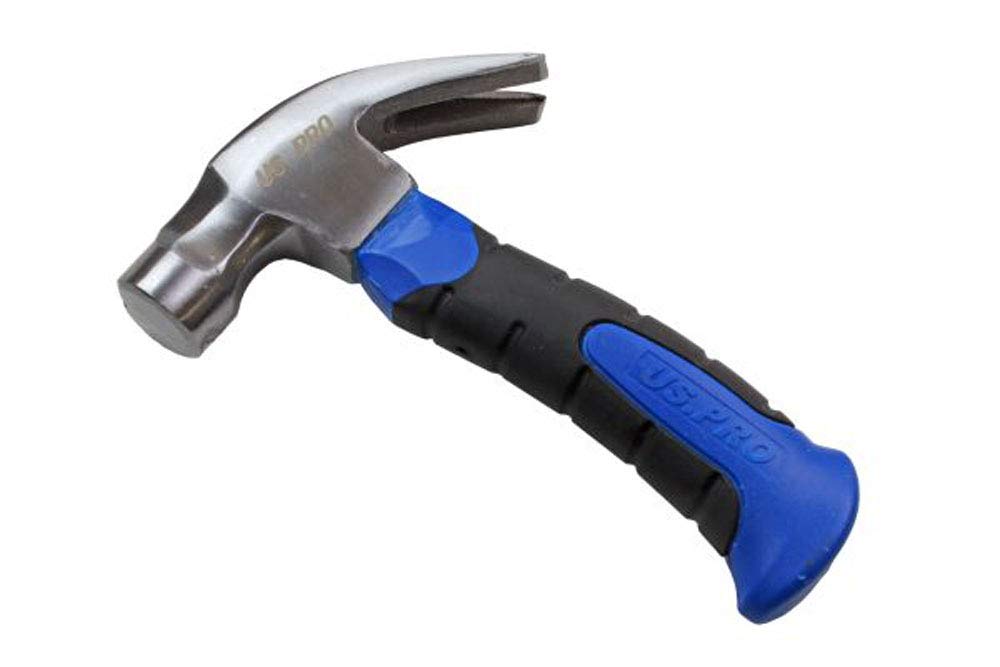 Us Pro Blue, Black Tools 10Oz Stubby Claw Hammer With Nail Starter 3441