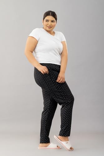 Image of CUPID Women's Plus Size Cotton Printed Pajamas, Nightwear, Lounge Wear, Walk Wear Lowers, Regular Fit Track Pants for Ladies M to 7XL