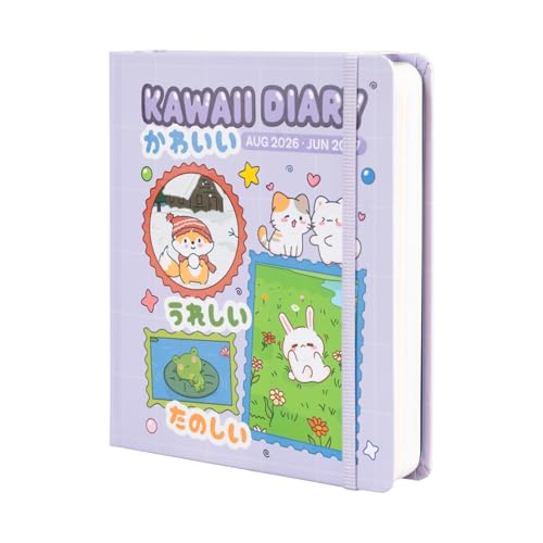 Grupo Erik Agenda escolar 2026 2027 dia por pagina Kawaii - Agenda Dia por Pagina para niña de Primaria e Instituto [Curso 26/27 ] Sin Anillas, Tapa dura, Pegatinas e Ilustraciones (14x16 cm)