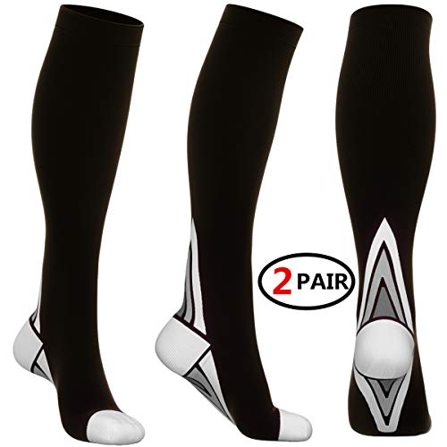 ?2 pairs?Chaussette de Contention Bas de Contention Chaussettes de Compression pour Hommes et Femmes, pour Sportive, Cyclisme, Voyage en Avion et Grossesse de maternité