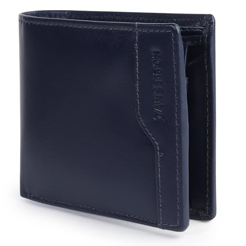 Image of TANSTITCH Slim Leather Wallet | Compact, Minimalist & Thin Wallet | RFID Protected (Blue)