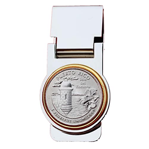 US 2009 Puerto Rico State Quarter Coin Hinged Money Clip NEW