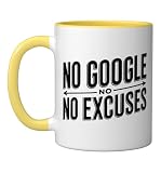 Baby Boomer Mom Raised Kids No Google Excuses Tough Without Ceramic Mug, Yellow/White