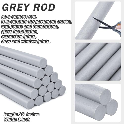 Image of Leyndo 12 Pcs 1.5 inchx 25.4 inch Long Backer Rod Closed Cell Caulking Filler Rope Concrete Crack Filler Expansion Joint Strips Caulk Saver Foam for Joints Crack Filling(Gray)