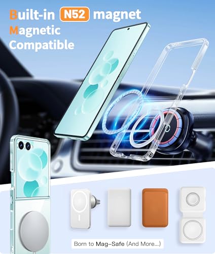 Image of FNTCASE for Samsung-Galaxy Z-Flip-7 Clear Case Compatible with Magsafe | Anti Yellowing, Military Grade Drop Protection, Rugged Shockproof, Transparent
