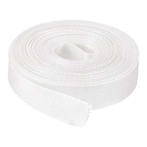 Image of MECCANIXITY Flat Nylon Webbing Strap 1 Inch 15 Yards White for Backpack, Cargo Strap, Luggage-rack