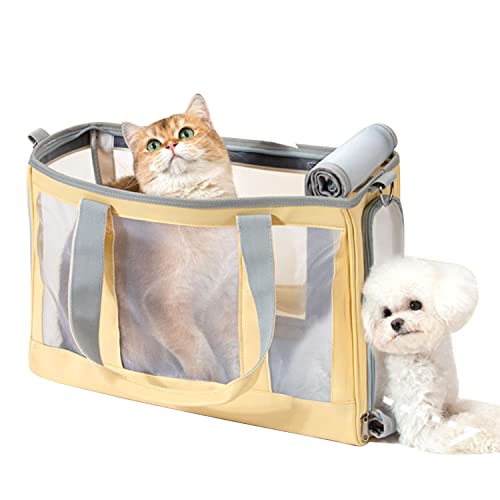 FEimaX-Dog-Carrier-for-Small-Dogs-Cats-Breathable-Mesh-Soft-Sided-Small-Pet-Carriers-Tote-Bag-with-Safety-Tether-Lightweight-Pet-Handbag-with-Pad-for-Outdoor-Travel-Walking-Shopping-Yellow