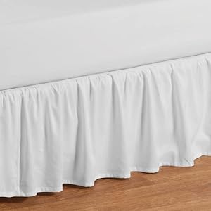 Ruffled bed skirt with split corners gathered style 100 microfiber 16 drop dust ruffle bed skirts full white  urban country home decor