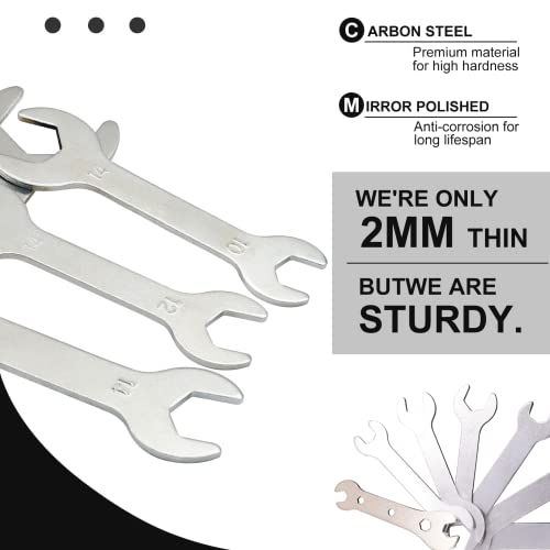 NWpangu Ultra Thin Double-Open Ended Wrench Set, Stainless Steel Repair Tool Set Combination Spanners, 7PCS in Different Sizes - Image 3