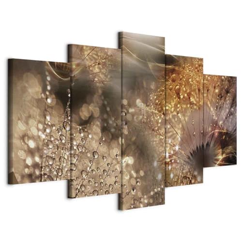 murando - Quadro in Rilievo Acrilico Natura E Rosa Denti Di Leone 200x100 cm 3 Pezzi su Tela Strutturata XXL Grande - Quadri Moderni Soggiorno - Stampe da Parete Moderno - Dipinta a Mano b-C-10366-b-a