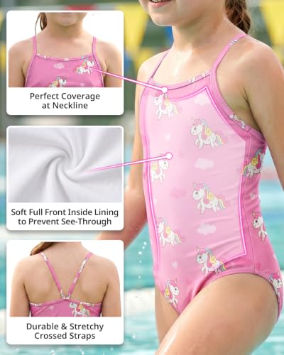 Image of weVSwe Baby Girl Swimsuit One Piece Swimsuit Cute Toddler Girls Sleeveless Bikini Kids 2-10 Years