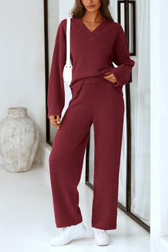 PRETTYGARDEN Lounge Sets for Women Two Piece Sweaters Pajama Set Fall Fashion 2025 Loungewear Outfits Matching Winter Clothes