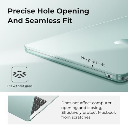 Image of EooCoo Case Compatible for New Apple MacBook Air 13 inch 2026 2025 2024 2022, M5 A3449 M4 A3240 M3 A3113 M2 A2681 Touch ID,Mac Air 13.6'' Laptop Protective Plastic Hard Shell Cover Smooth,Crystal Sage