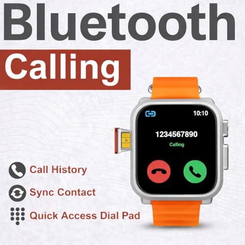 Image of SE HUB GS29 new Smartwatch with 2.02 inch AMOLED Display, 4GB RAM 64GB Storage, 4G /5G SIM Support, Bluetooth Calling, Fitness Tracker & Social Media Apps (Orange)