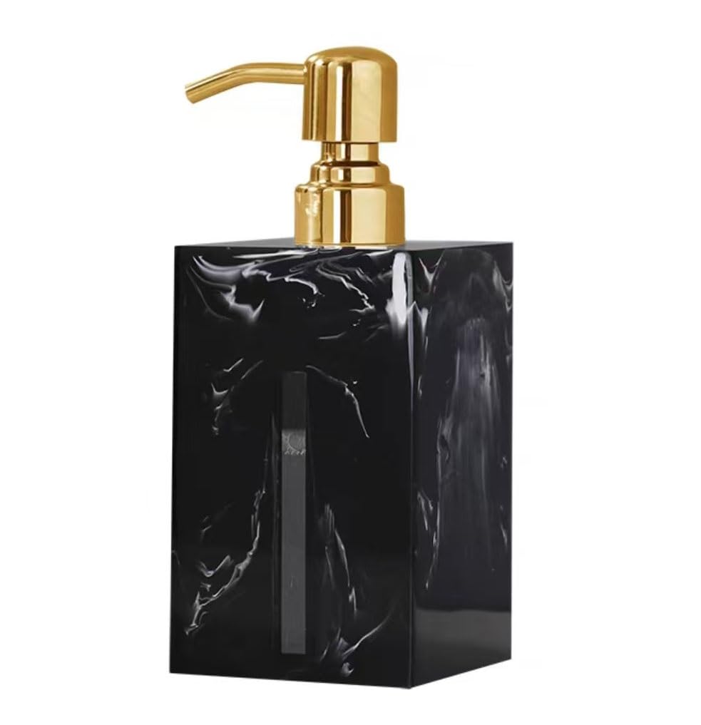 Pump Bottle Dispenser,Lotion Pump Bottles,Foam Type Marble Pattern Soap Dispenser Liquid Lotion Bottle For Hotel Beauty Salon Home Bathroom 500ml/17.6oz Soap Dispenser(Black+Gold)