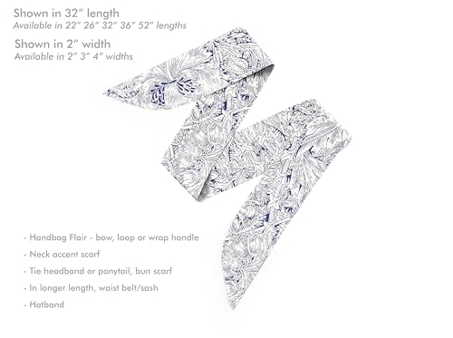Liberty London Scarf - "Morris Indigo" WIlliam Morris Botanical Skinny Scarf Headband, Handbag/Purse flair - Tana Lawn Cotton - Choose Length2