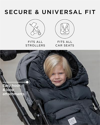 7AM Enfant Stroller & Carseat Footmuff - Adjustable Winter Car Seat & Stroller Zipper Blanket for Boy & Girl, Multi Purpose Fleece Lined Warm Hooded Sleeping Bag for Baby (Navy) - 3