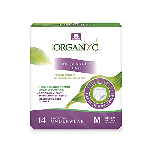 Image of Organyc Bladder Control Underwear for Women - Organic Cotton Protective Underwear for Incontinence, Leak Protection, Odor Protection and Sensitive Skin, Medium, 56 Count