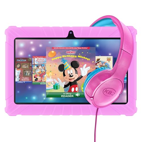 Contixo Kids Tablet Bundle - Kids Tablets and Headphones Set, 7-inch HD, Ages 3-7, Toddler Tablets with Camera, Parental Control, Android 11, 32GB, WiFi, Learning Tablet for Kid, Pink