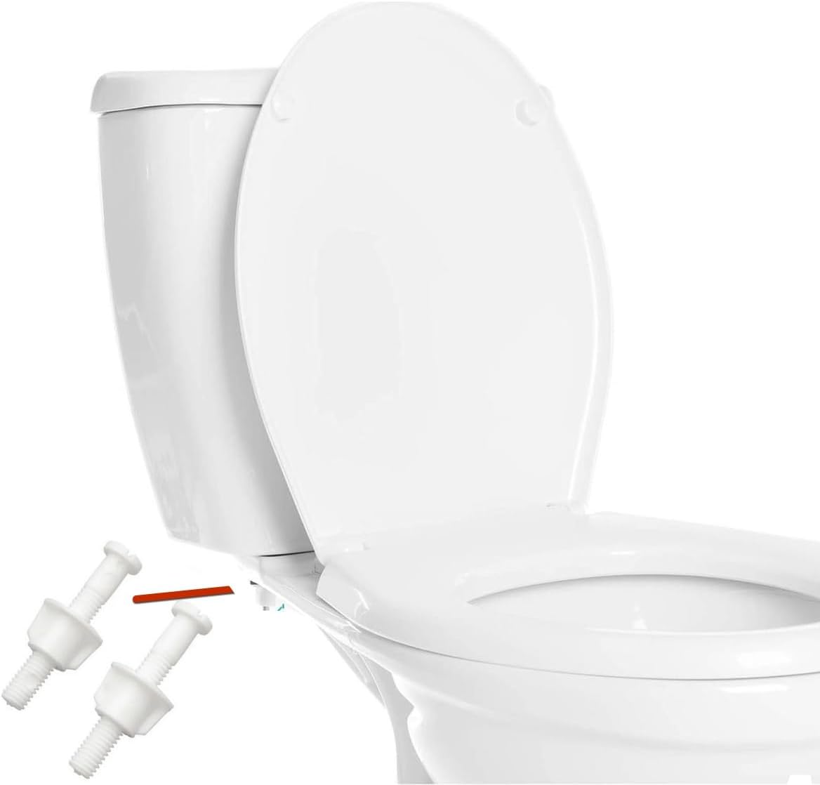 Rocky Mountain Goods Toilet Seat Bolt Replacement Screw Kit - Universal 2 Pack of White Plastic Toilet Seat Hinge Bolts to Secure Seat to Toilet Bowl - Durable Bolts and Nuts - Easy DIY Standard Size