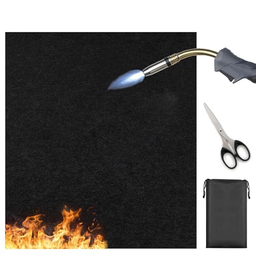 MHMondawn Tapete ignífugo, 40 x 30 cm, tapete ignífugo, 5 mm, preto tapete reutilizável para churrasco, reutilizável e cortável para churrasco exterior jardim terraço