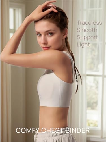 Image of Light to Moderate Pressure Binder Bra,Adjustable Thin Straps Chest Binder for Women,Breathable Daily Wear for Beginner