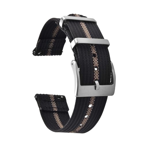 SiChouwz 18 20 22mm �i�C�����X�g���b�v�E�H�b�`�o���h �D��L�����o�X���n �X�|�[�c�N�C�b�N�����[�X�u���X���b�g(Black Khaki,22mm)