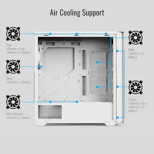 Gabinete AeroCool D502A Mid Tower, panel frontal de malla, soporte para radiador de 360 mm, 11 ranuras para ventiladores, soporte para GPU de 400 mm, compatible con ATX/m-ATX/mini-ITX, filtros magnéticos para polvo, construcción en acero SPCC, blanco miniatura 6