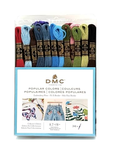 DMC 117F25 PC36   Paquete de hilo dental de colores populares para bordar, los colores pueden variar, 8.7 yardas, 36 unidades