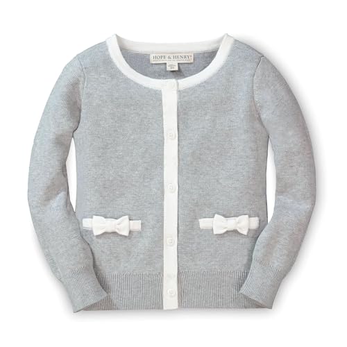 Image of Hope & Henry Girls' Long Sleeve Bow Detail Cardigan Sweater