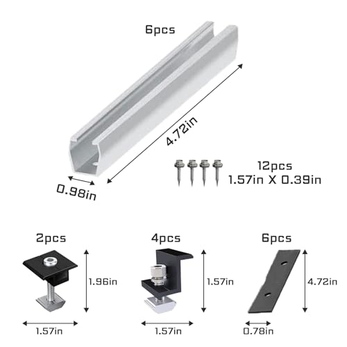 FungLam Befestigung Solarmodul 30 mm, Solarmodul Halterung Flachdach,12 cm Solarmodul Halterung Kit, 4 Pcs Solarmodul Halterung Endklemme Kit, Mittelklemme*2, Montage PV Befestigung Set