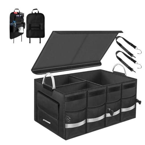 Limpure Organizador de Maletero para Coche con Asas de Aluminio + Organizador de Asiento Set Completo Plegable y Resistente Gran Capacidad y Material Impermeable