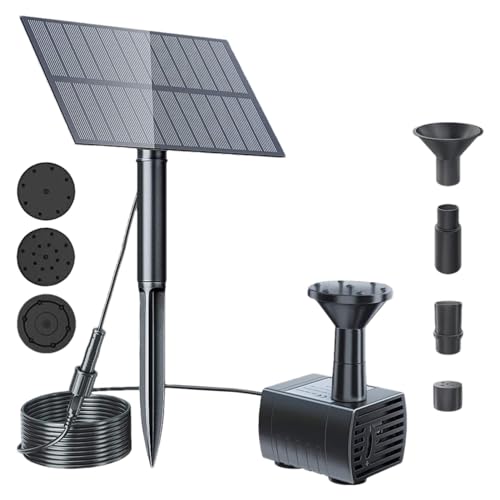 Bomba De Fuente Solar – Fuente De Agua De Energía Solar | Fuente De Jardín Solar Al Aire Libre | Fuente De Panel Solar Con 4 Boquillas | Fuente De Decoración Para El Hogar, Jardín,
