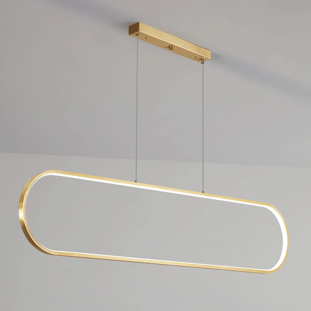 Lustre LED en alu doré avec hauteur réglable pour intérieur prestigieux
