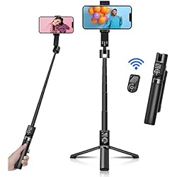 Palo Selfie Apple ASHINER Palo Selfie para Movil - 100cm Soporte de Trípode de Teléfono Portátil y Ajustable para Fotografía, Filmación, Selfie Stick con Control Remoto Compatible con iPhone y Android