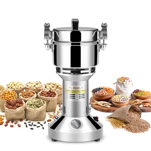 INSELY Grain Mill Grinder 300g High Speed Food Grain Mill Stainless Steel Seeds Flour Nut Pill Wheat Corn Herbs Spices & Seasonings Dry Grinder Electric Machine INSELY Grain Mill Grinder 300g High Speed Food Grain Mill Stainless Steel Seeds Flour Nut Pill Wheat Corn Herbs Spices & Seasonings Dry Grinder Electric Machine