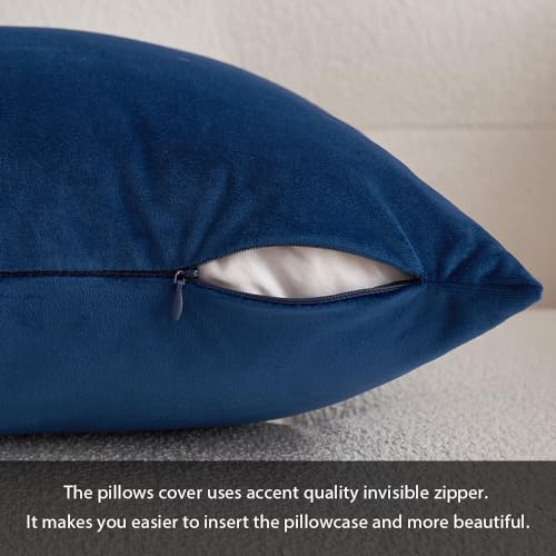 Image of MIULEE Velvet Pillow Cover Soft Luxury Decorative Throw Pillow Cover Single Rectangle Long Body Lumbar Cushion Case for Couch Sofa Bedroom Car Decor,14x36 Inch Dark Blue