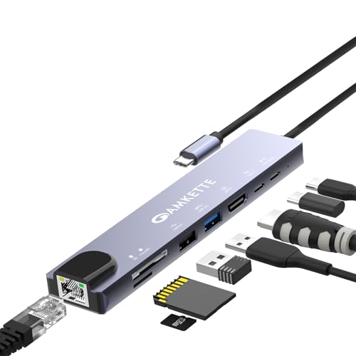 Amkette 8-in-1 Type C Hub/Docking Station with 100W Power Delivery&USB...