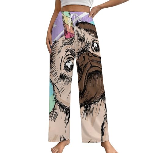 Pantalon de pyjama licorne pour femme avec poches taille S