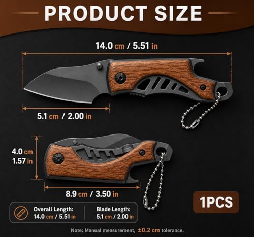 Image of Machado Compact Folding Utility Cutter with Wooden Handle | Portable Mini Box Opener for Daily Household & Office Use, Manual Open Design