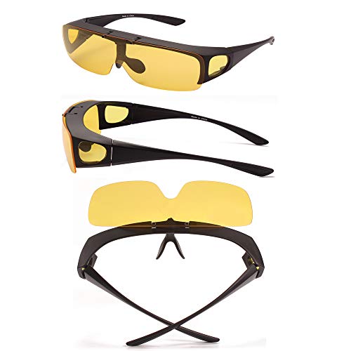 Bestum Headlight Night Vision Driving Glasses Wraparounds Polarized Sunglasses (Matte black)2